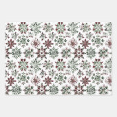 Bourgogne Groene Kerst Ornamenten Bomen Sneeuwvlok Inpakpapier Vel (Voorkant 3)