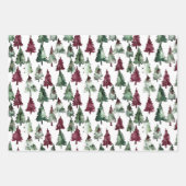 Bourgogne Groene Kerst Ornamenten Bomen Sneeuwvlok Inpakpapier Vel (Voorkant 2)