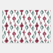 Bourgogne Groene Kerst Ornamenten Bomen Sneeuwvlok Inpakpapier Vel (Voorkant)