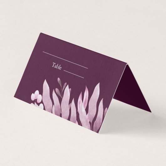 Bourgogne grote bladeren bruiloft plaats kaarten (Voorkant)