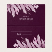 Bourgogne grote bladeren bruiloft plaats kaarten (Buitenkant ongevouwen)