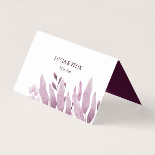 Bourgogne grote bladeren bruiloft plaats kaarten (Achterkant)