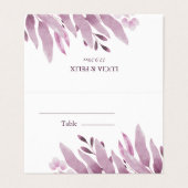 Bourgogne grote bladeren bruiloft plaats kaarten (Buitenkant ongevouwen)