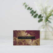 Bourgogne Grungy Distress Gold Marble Vip Visitekaartje (Staand voorkant)