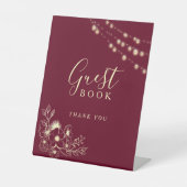 Bourgogne Guest Book Trouwbord Reclamebord Met Voetstuk (Voorkant)
