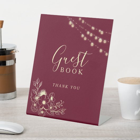 Bourgogne Guest Book Trouwbord Reclamebord Met Voetstuk (Insitu)