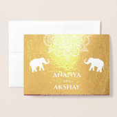 Bourgogne Henna Olifant Indische Bruiloft Goud Folie Kaarten (Voorkant met envelop)