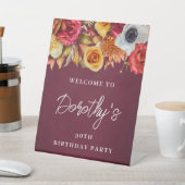 Bourgogne Herfst Bloemen 90ste Verjaardagsfeest We Reclamebord Met Voetstuk (Insitu)