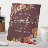 Bourgogne Herfst Bloemen 90ste Verjaardagsfeest We Reclamebord Met Voetstuk (Insitu)