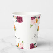 Bourgogne herfst bloemenpompoen 1e verjaardag papieren bekers (Rechts)