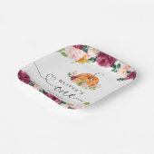 Bourgogne herfst bloemenpompoen 1e verjaardag papieren bordje (Gebogen)