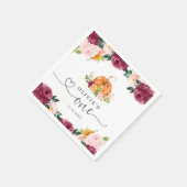 Bourgogne herfst bloemenpompoen 1e verjaardag servet (Hoek)