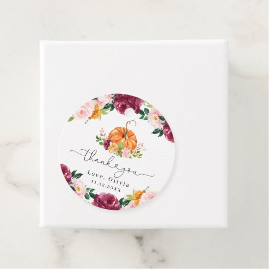 Bourgogne herfst bloemenpumpkin dank u bedankjes labels (In situ)