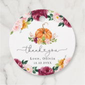 Bourgogne herfst bloemenpumpkin dank u bedankjes labels (Voorkant)
