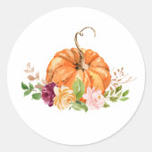 Bourgogne herfst bloemenpumpkin ronde sticker (Voorkant)