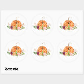 Bourgogne herfst bloemenpumpkin ronde sticker (Vel)