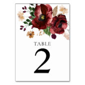 Bourgogne Herfst Botanische Bruiloft Tafel Kaart (Voorkant)