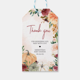 Bourgogne Herfst Floral Pumpkin Baby shower Favor  Cadeaulabel