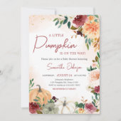 Bourgogne Herfst Floral Pumpkin Baby shower Kaart (Voorkant)