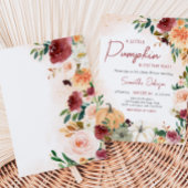 Bourgogne Herfst Floral Pumpkin Baby shower Kaart