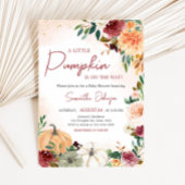 Bourgogne Herfst Floral Pumpkin Baby shower Kaart