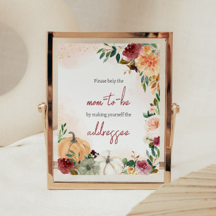 Bourgogne Herfst Floral Pumpkin Envelope Station Poster