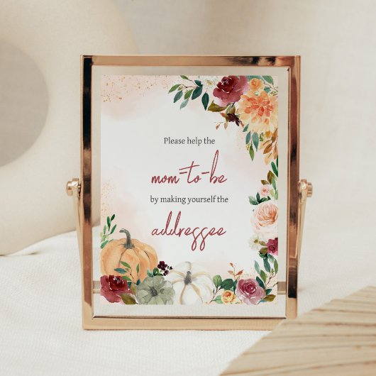 Bourgogne Herfst Floral Pumpkin Envelope Station Poster