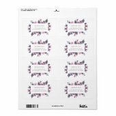 Bourgogne Herfst Floral trouwadreslabel Etiket (Full Sheet)