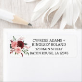 Bourgogne Herfst Floral trouwadreslabel Etiket (Insitu)