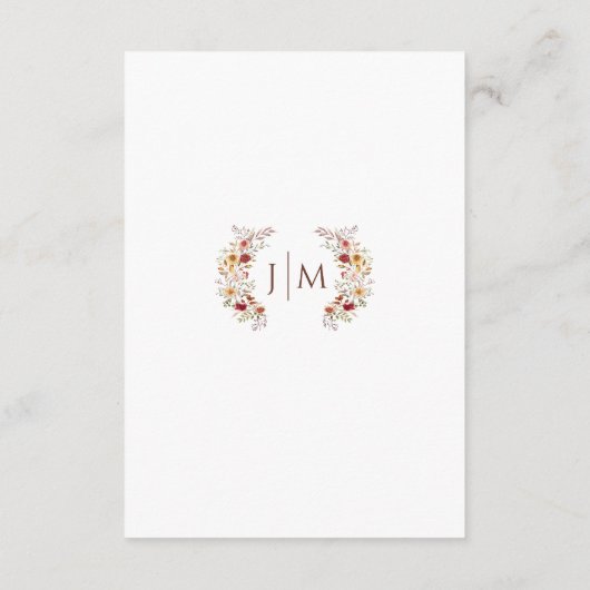 Bourgogne Herfst Herfst Bloemen Bruiloft Menu Kaar (Achterkant)