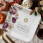 Bourgogne Herfst Herfst Floral Bat Mitzvah Papieren Bordje<br><div class="desc">Ontdek de schoonheid van de Bourgondische herfstbloemenboot Floral Bat Mitzvah Paper Borden! Herfst! Deze prachtige servetten zijn de perfecte manier om een vleugje van het seizoen in uw viering te brengen. Met hun prachtige herfstbloemen design en rijke Bourgondische tint,  zullen ze uw evenement naar nieuwe hoogten tillen.</div>