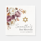 Bourgogne Herfst Herfst Floral Bat Mitzvah Servet (Voorkant)