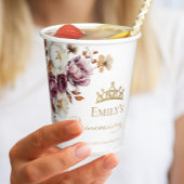 Bourgogne Herfst Herfst Floral Quinceanera Papieren Bekers