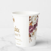 Bourgogne Herfst Herfst Floral Quinceanera Papieren Bekers (Rechts)