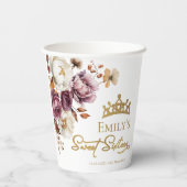 Bourgogne Herfst Herfst Floral Sweet 16 Papieren Bekers (Achterkant)