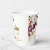 Bourgogne Herfst Herfst Floral Sweet 16 Papieren Bekers (Rechts)