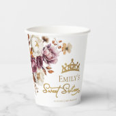 Bourgogne Herfst Herfst Floral Sweet 16 Papieren Bekers (Voorkant)