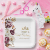 Bourgogne Herfst Herfst Floral Sweet 16 Papieren Bordje (Feest)