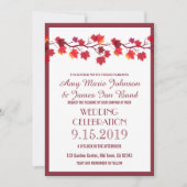 Bourgogne Herfst herfst Leaf Wedding Invitations Kaart (Voorkant)