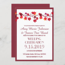 Bourgogne Herfst herfst Leaf Wedding Invitations