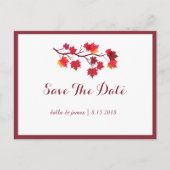 Bourgogne Herfst Leafs Bruiloft Save The Date Brie Aankondigingskaart (Voorkant)
