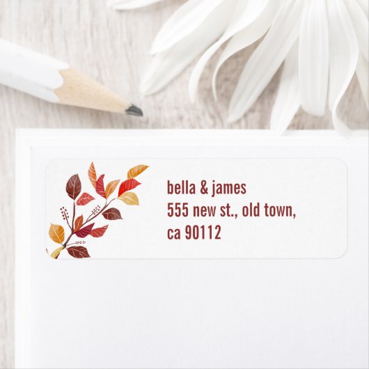 Bourgogne Herfst Leafs retour adreslabels Etiket (Insitu)