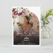 Bourgogne Herfst Quinceanera foto Bewaar de datum Kaart (Staand voorkant)