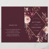 Bourgogne Herfst Romance Gouden Lijst Trouwprogram (Voorkant)