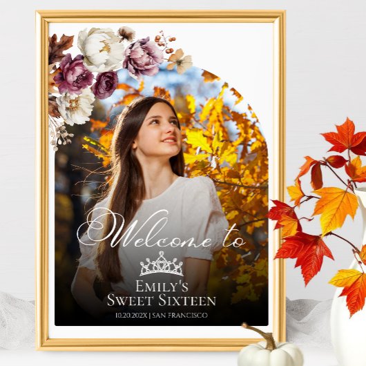 Bourgogne Herfst Sweet 16 Foto Welkomstbord Poster