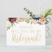Bourgogne Herfst-thema zal je mijn bruidsmeisje zi Kaart (Staand voorkant)