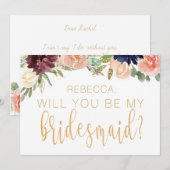 Bourgogne Herfst-thema zal je mijn bruidsmeisje zi Kaart (Voorkant / Achterkant)