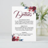 Bourgogne Herfst Waterverf Bloemen Details Kaart (Staand voorkant)