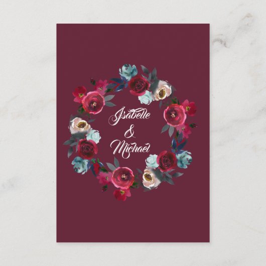 Bourgogne Herfst Waterverf Bloemen Details Kaart (Achterkant)