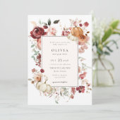 Bourgogne herfstpompoen Baby shower Kaart (Staand voorkant)